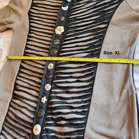 COTTON Fleece Jacket Blazer Coat 𝅺Beige Grey Bone Button JACKET- NEW - Picture 6 of 12